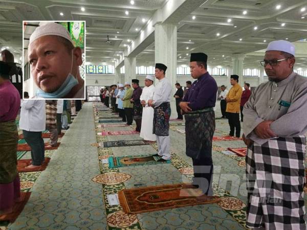 Kesemua jemaah yang terpilih menunaikan solat Jumaat pada hari ini meluahkan rasa syukur kerana dapat kembali semula berjemaah di masjid seperti sebelum ini. Gambar kecil: Nor Hisham