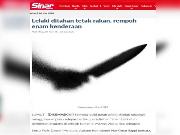 Laporan Sinar Harian 8 Jun lalu.