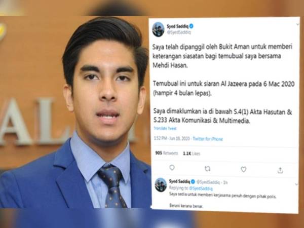 Ciapan Syed Saddiq di Twitternya.