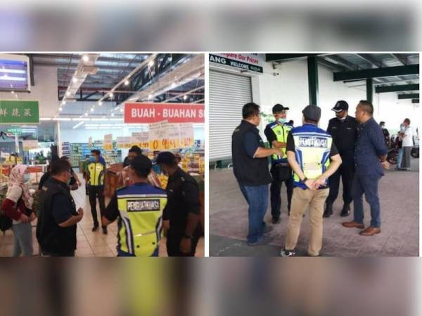 Pasukan menjalankan pemeriksaan pematuhan SOP PKPP mendapati sebuah pasar raya gagal mematuhi dan diarahkan tutup semalam.