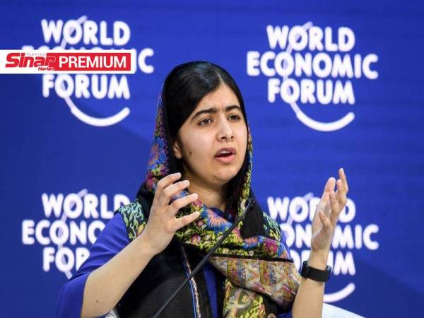 Gambar fail menunjukkan Malala Yousafzai berucap pada satu sesi Forum Ekonomi pada 25 di Davos, Switzerland pada 25 Januari 2018. - Foto AFP