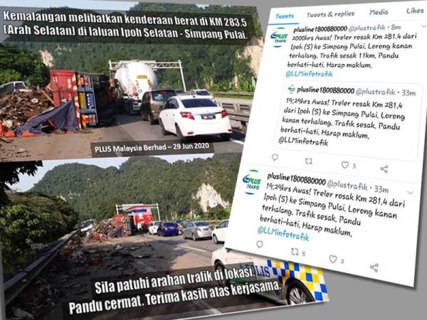 Plus sesak 13km, laluan kontra di Simpang Pulai dibuka