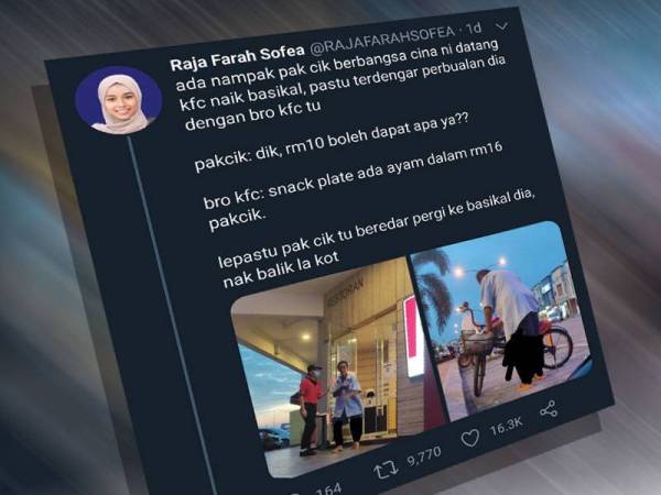 Paparan Twitter Raja Farah tular di laman sosial.