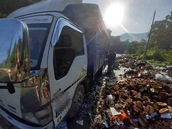 Lori yang berjaya ditangkap ketika sedang membuang sampah secara haram.