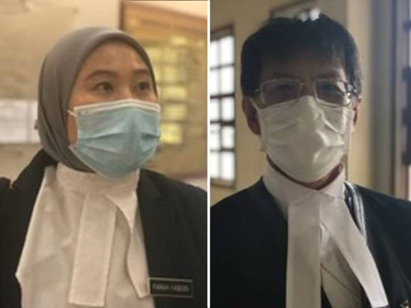 Farah Yasmin dan Ben Chan ketika ditemui di luar mahkamah hari ini.