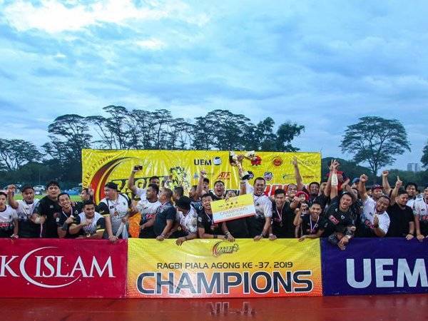 Terengganu juara Kejohanan Ragbi Piala Agong 2019. -Foto: KRM