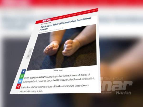 Laporan Sinar Harian berkaitan insiden penemuan bayi berkenaan malam tadi. 