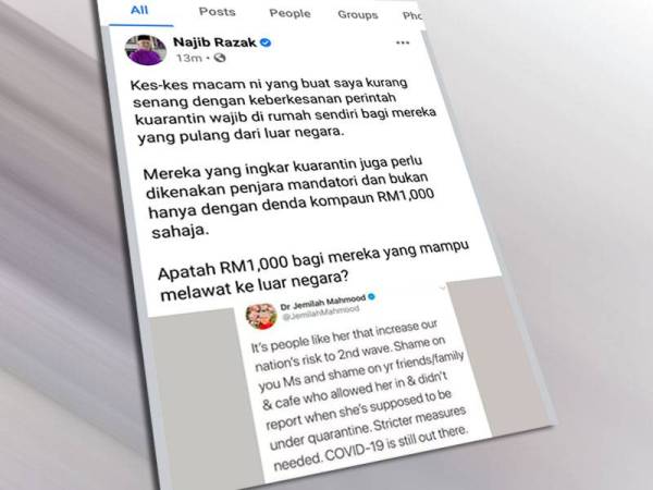 Tangkap layar Facebook Najib hari ini.