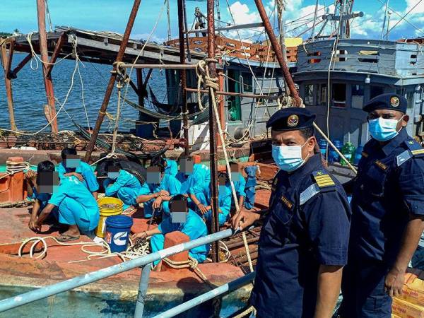 APMM menahan 11 awak-awak termasuk dua tekong dan dua bot nelayan Vietnam kerana menangkap gamat secara haram di perairan Kelantan semalam.