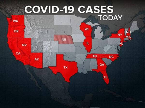 California, negeri paling terjejas akibat Covid-19 di AS.