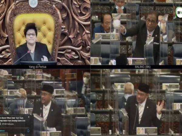 Paparan skrin menunjukkan Mujahid dan Abdul Azeez bercakap pada persidangan Dewan Rakyat hari ini.