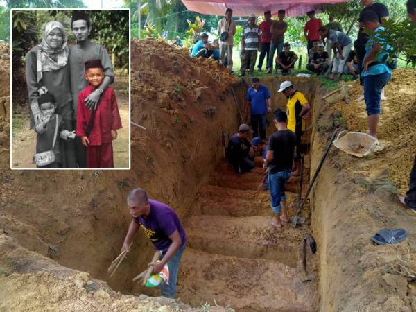 Tujuh beranak akan dikebumikan dalam satu liang lahad di Tanah Perkuburan Islam Kampung Badlishah.