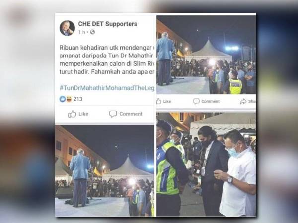 Tangkap layar gambar individu didakwa Khairy yang ditularkan laman Facebook CHE DET Supporters.