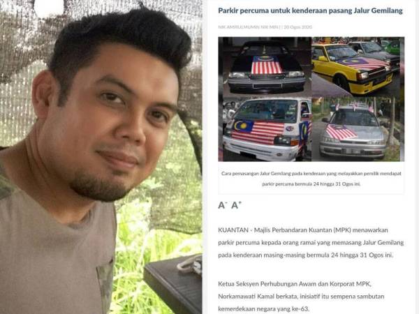 Gambar kiri: Anaz AbMoris.Program parkir percuma yang ditawarkan MPK mendapat reaksi positif daripada warga Kuantan.