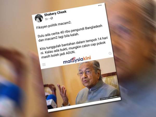 Hantaran Ahmad Shabery Cheek menyindir kenyataan bekas Perdana Menteri, Tun Dr Mahathir Mohamad.