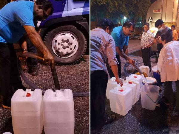 ADUN Sentosa, G Gunaraj membantu mengagihkan air kepada penduduk.