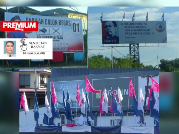 Kempen PRN Sabah mulai meriah dengan pemasangan papan iklan, poster dan bendera parti yang bertanding.