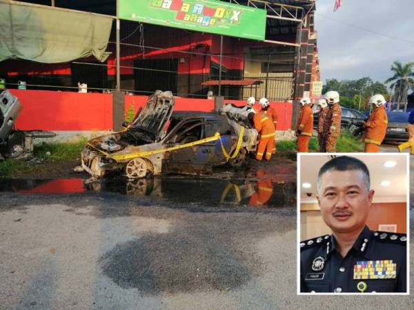 Anggota bomba yang memadam kebakaran sebuah kereta menemui sebuah beg hitam yang berisi mayat lelaki tanpa identiti di Kawasan Perindustrian Ringan Pulau Sebang di sini, 17 September lalu. Gambar kecil: Mohd Nor Yhazid Idris