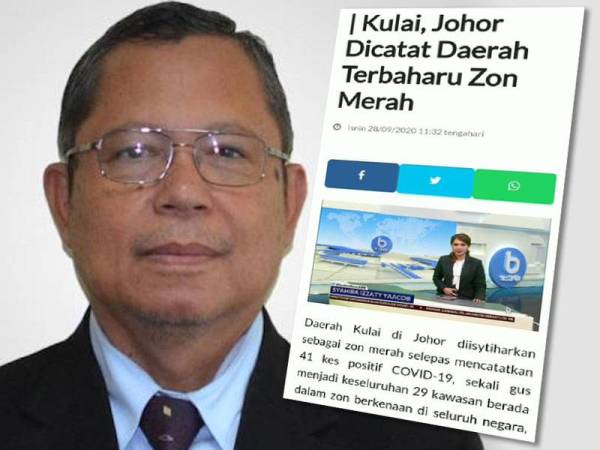 Dr Aman Rabu. Foto lampiran: Berita tular di media sosial hari ini mendakwa Kulai diisytiharkan sebagai zon merah.