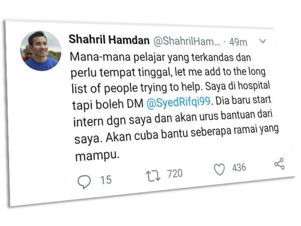 Bantuan Kepada Pelajar Terkandas Perlu Tempat Tinggal