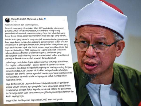 Kenyataan Zulkifli Mohamad al-Bakri dalam Facebook rasminya, hari ini.