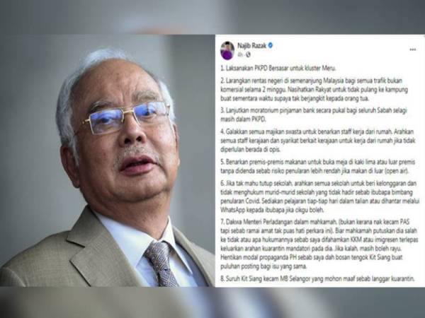 Kenyataan Najib yang dimuat naik di entri Faebooknya hari ini.