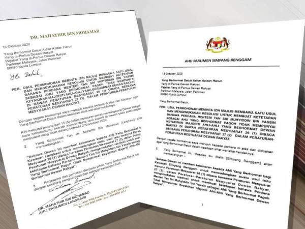 Lima Lagi Ahli Parlimen Hantar Surat Mohon Usul Undi Tak Percaya