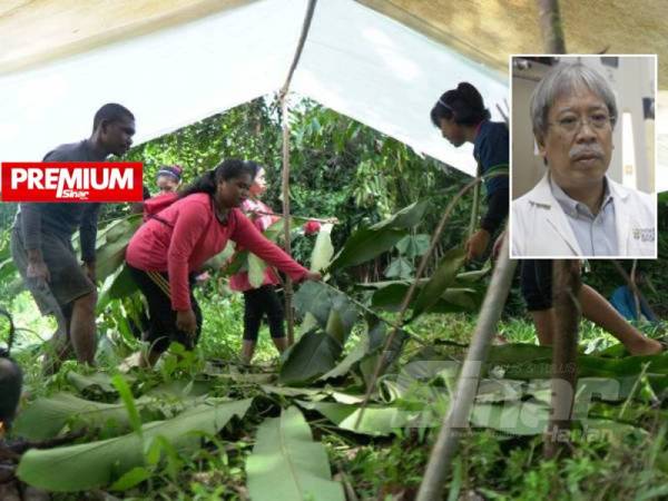 Penduduk kampung akan bergotong-royong mendirikan khemah selepas lokasi perpindahan ditetapkan. Gambar kecil: Sazaly Abu Bakar