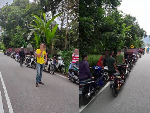 Seramai 42 penunggang motosikal terpaksa menolak kenderaan masing-masing selama hampir stau jam selepas ditahan dalam Op Samseng Jalanan, semalam.