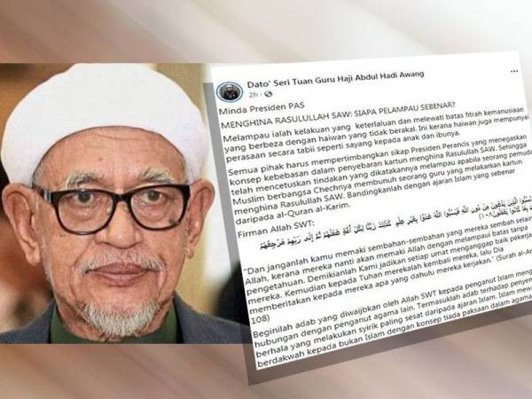 Tangkap layar hantaran di Facebook Abdul Hadi Awang.