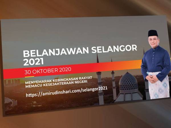 Belanjawan Selangor 2021 akan dibentangkan di Dewan Negeri Selangor (DUN) bermula pada jam 3 petang esok.