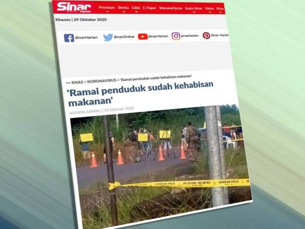 Terdahulu, sebahagian penduduk di Taman Semarak yang sedang menjalani PKPD hari ini meluahkan perasaan berikutan kekurangan bekalan makanan di kawasan mereka sejak dikuatkuasakan pada Isnin lalu.