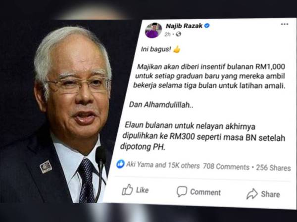 Tangkap layar Facebook Najib hari ini.