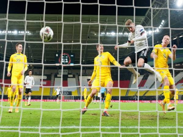 Werner menanduk masuk gol kedua Jerman pada perlawanan berkenaan. Foto: twitter.com