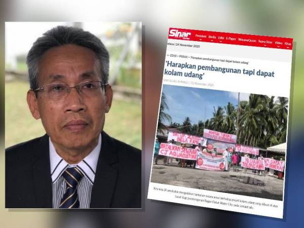 Zaki Mokri (Sinar Harian sebelum ini melaporkan penduduk di tiga kampung di Bagan Datuk membantah projek ternakan udang yang sedang dilaksanakan di kawasan seluas kira 47 hektar.)