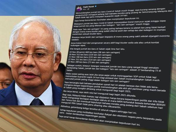 Hantaran Najib menerusi Facebook beliau hari ini.