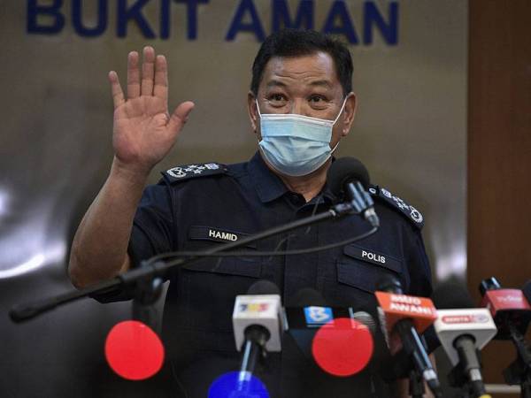 Abdul Hamid Bador ketika ditemui pada sidang media di Ibu Pejabat Polis Bukit Aman hari ini. - Foto Bernama