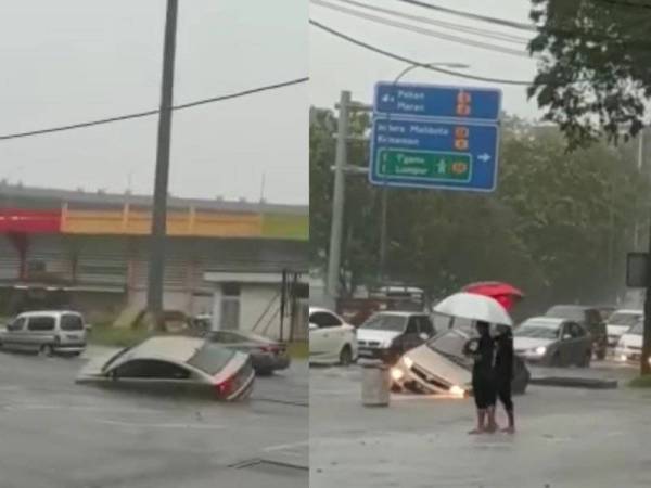 Tangkap layar video dikongsi netizen di Facebook menunjukkan keadaan jalan berhampiran Stadium Darul Makmur, Kuantan yang dilimpahi air akibat hujan lebat pagi tadi.