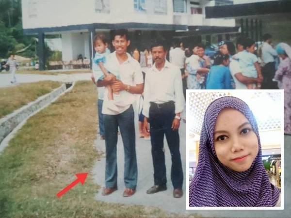 Gambar kenangan Nor Asilah didukung bapanya. (Gambar kecil: Siti Nor Asilah)