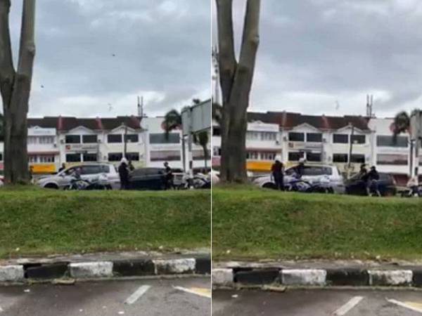 Video tular yang memaparkan dua anggota polis cuba meleraikan pergaduhan melibatkan beberapa lelaki di Persiaran Molek, Taman Johor Jaya, Johor Bahru, semalam.