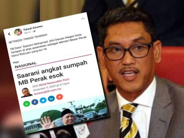 Ucapan tahniah daripada Ahmad Faizal menerusi akaun Facebook beliau hari ini.