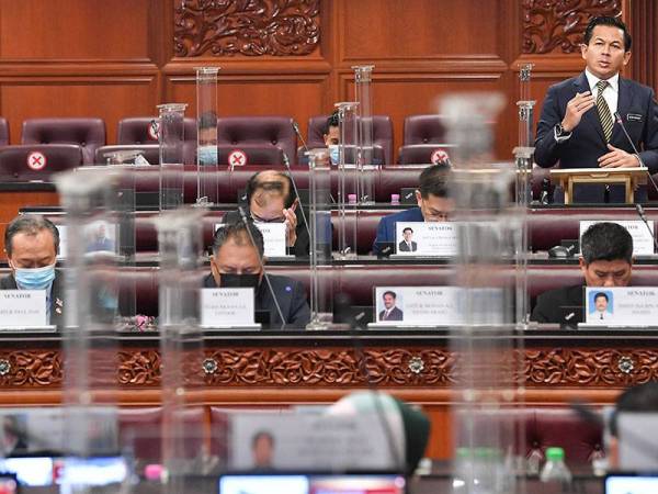 Timbalan Menteri Kewangan II Mohd Shahar Abdullah ketika membuat penggulungan pada Mesyuarat Ketiga Penggal Ketiga Parlimen Ke-14 Persidangan Dewan Negara di Bangunan Parlimen pada Rabu. - Foto Bernama