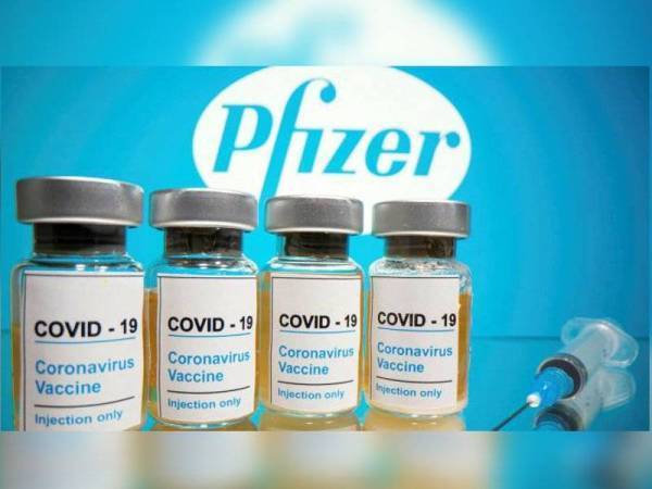 Vaksin Covid-19 keluaran syarikat farmaseutikal antarabangsa Pfizer.