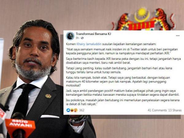 Khairy menerusi hantaran Transformasi Bersama KJ di Facebook pada Isnin.