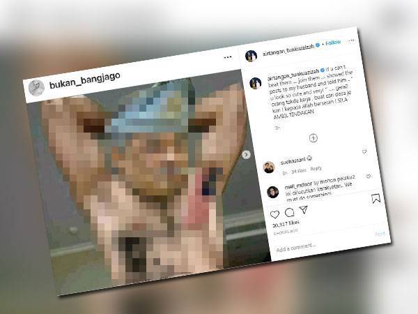 Tunku Azizah memuat naik Instagram 'bukan_bangjago' yang menghina Al-Sultan Abdullah. 