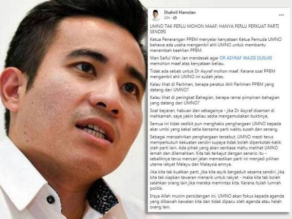 Tangkap layar hantaran di Facebook Shahril Sufian Hamdan pada Sabtu.