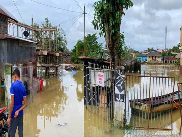 Trend air naik dengan cepat menyebabkan Sungai Golok mulai melimpah. Foto: Ihsan orang awam