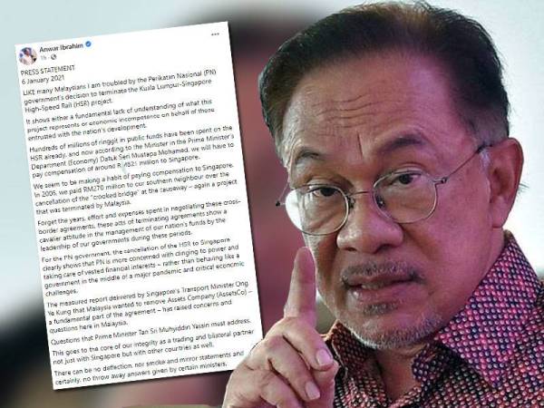 Tangkap layar hantaran di Facebook Anwar Ibrahim pada Rabu.