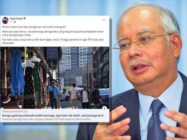 Tangkap layar hantaran di Facebook Najib Razak pada Khamis.