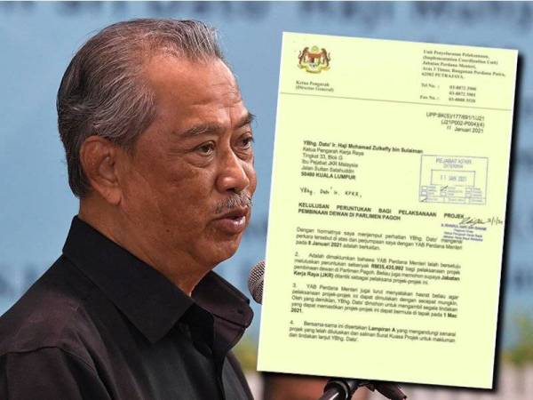 Surat yang tular di sosial media berkenaan kelulusan projek dewan di Parlimen Pagoh yang bernilai RM35 juta.